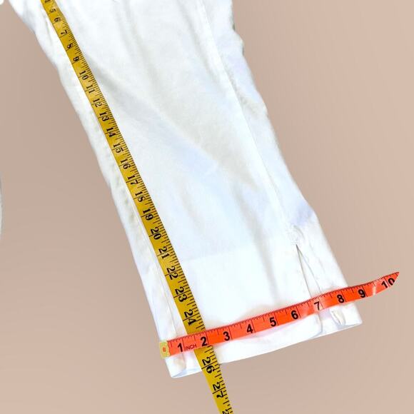 J.Jill Linen Stretch Cropped Lounge Pants Pullon Straight Leg Slit Hem XL White - Picture 12 of 14